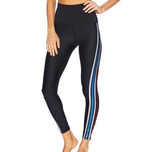 Beach Riot Black Leggings with Blue and White Stripes